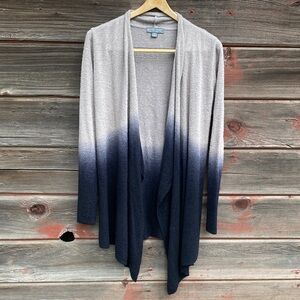 Barefoot Dreams Cozy Chic Lite Beige Navy Blue Gray Cardigan Sweater Size S/M